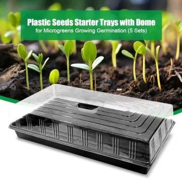RooTrimmer 5P Standard 1020 Nursery Seed Start Trays, 5P Clear Humidity Dome, Plastic Seeds Starter Trays with Dome for Microgreens Growing Germination (5 Sets)