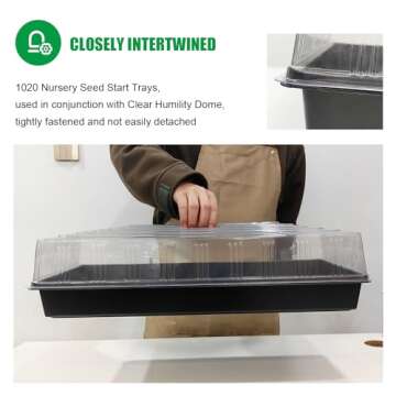 RooTrimmer 5P Standard 1020 Nursery Seed Start Trays, 5P Clear Humidity Dome, Plastic Seeds Starter Trays with Dome for Microgreens Growing Germination (5 Sets)