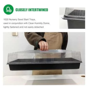 RooTrimmer 5P Standard 1020 Nursery Seed Start Trays, 5P Clear Humidity Dome, Plastic Seeds Starter Trays with Dome for Microgreens Growing Germination (5 Sets)