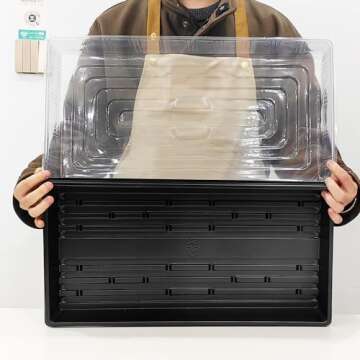 RooTrimmer 5P Standard 1020 Nursery Seed Start Trays, 5P Clear Humidity Dome, Plastic Seeds Starter Trays with Dome for Microgreens Growing Germination (5 Sets)