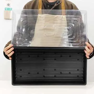 RooTrimmer 5P Standard 1020 Nursery Seed Start Trays, 5P Clear Humidity Dome, Plastic Seeds Starter Trays with Dome for Microgreens Growing Germination (5 Sets)