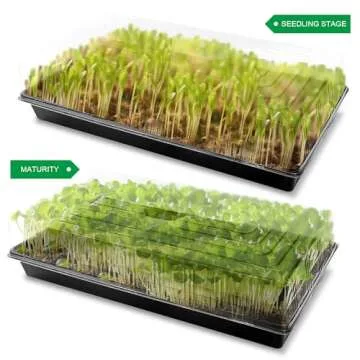 RooTrimmer 5P Standard 1020 Nursery Seed Start Trays, 5P Clear Humidity Dome, Plastic Seeds Starter Trays with Dome for Microgreens Growing Germination (5 Sets)