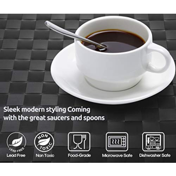 AOZITA Espresso Cups with Saucers, 19-Piece Set