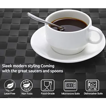 AOZITA Espresso Cups with Saucers, 19-Piece Set