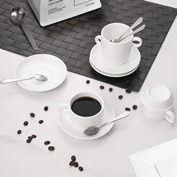 AOZITA Espresso Cups with Saucers, 19-Piece Set