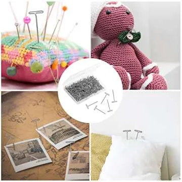 KINBOM 500 Pcs Wig Pins, 1 Inch Jewelry T Pin, Metal Sewing Pins for Wig, Sewing Jewelry Hanging Picture (Silver)