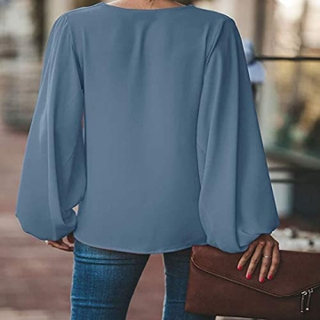 Elegant Chiffon Lantern Sleeve Blouse in Green - Plus Size