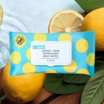 Bliss - Lemon & Sage Refreshing Body Wipes | Plant-Based, Aluminum Free, Natural Deodorant Wipes | All Skin Types | Gym & Travel Wipes for Easy Cleansing | Vegan | Cruelty Free | Paraben Free | 30 ct.