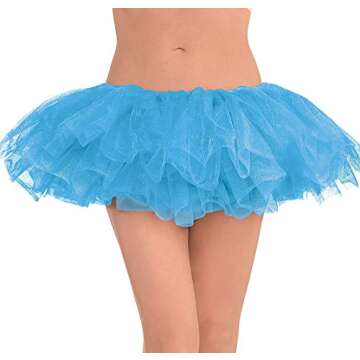 Dazzling Light Blue Polyester Tutu Skirt (Adult Size) - Pack of 1 - Perfect for Dance & Costumes