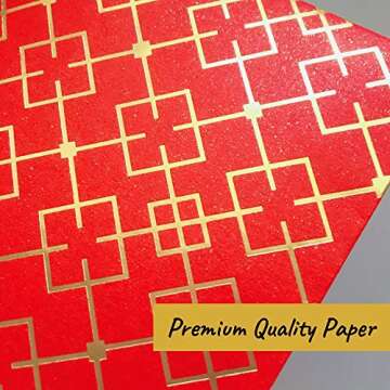 Heavy Duty Chinese New Year Red Envelopes, Red Pocket Envelopes Chinese Red Packets Hong Bao Gift Money Envelopes Lucky Money Envelopes, 3 Designs 36-Pack, 3.5 x 6.7 Inches (Gold)