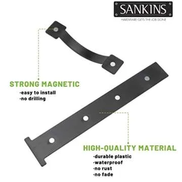SANKINS Magnetic Decorative Garage Door Hinges Hardware Kit Attractive Curb Appeal Faux Hinges Handl...