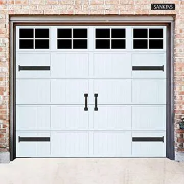 SANKINS Magnetic Decorative Garage Door Hinges Hardware Kit Attractive Curb Appeal Faux Hinges Handles Decor Hardware 1 Carriage Door Accents 8 Hinges + 4 Handles Black