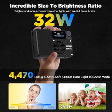 Amaran Ace 25c RGB Video Light - Portable 25W On Camera Light CCT 2300K-10000K