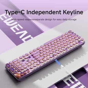EWEADN Typewriter Mechanical Gaming Keyboard for All