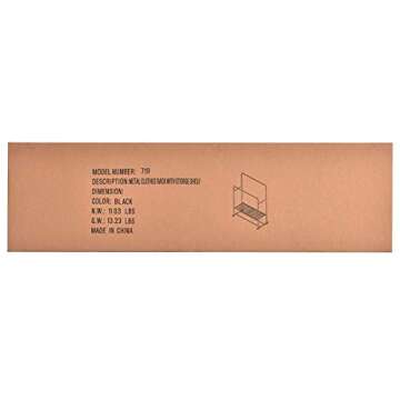 Clothing Garment Rack Metal Heavy Duty Double Rail Clothes Rack Organizer 2-Tier Storage Shelf for Boxes Shoes Boots Commercial Grade Multi-Purpose Entryway Shelving Unit for Home Office Bedroom Black