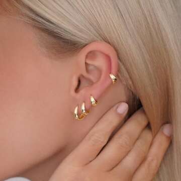 Gokeey 14K Gold Chunky Earrings Set for Women