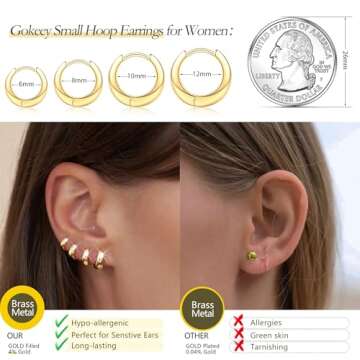 Gokeey 14K Gold Chunky Earrings Set for Women