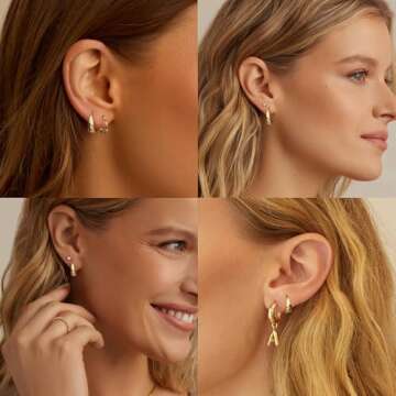 Gokeey 14K Gold Chunky Earrings Set for Women