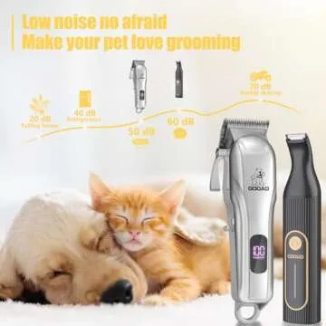 Gooad Dog Clippers for Grooming,Dog Grooming Kit for Heavy Thick Hair&Coats/Low Noise Rechargeable Cordless Pet Shaver with Paw Trimmer Nail Grinder/Dog Hair Trimmer for Small & Large Dogs Cats