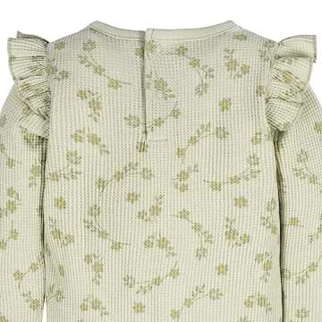 Gerber Baby Girl's 2-Pack Long Ruffle Sleeve Onesies, Flower Toss