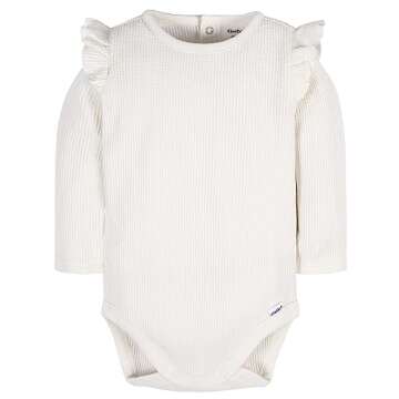 Gerber Baby Girl's 2-Pack Long Ruffle Sleeve Onesies, Flower Toss