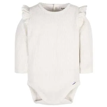 Gerber Baby Girl's 2-Pack Long Ruffle Sleeve Onesies, Flower Toss