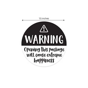 Black and White Adorable Warning Extreme Happiness Labels / 500 Cute Small Business Package Stickers / 1.5" Labels Adorable Happy Mail Envelope Seals/Made in The USA