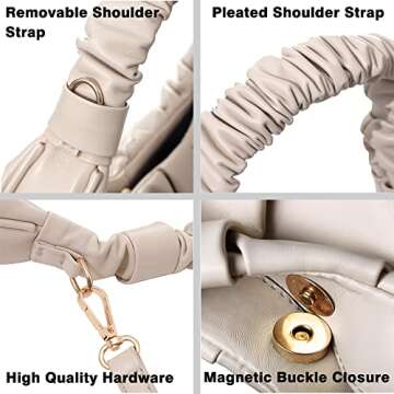 cuiab Small Bag for Women Shoulder Tote Handbag Hobo Handbag fashionable for Women,Vegan Leather Vintage, (Beige-1)