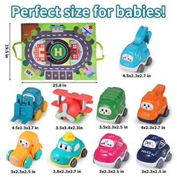 ALASOU 9 PCS Baby Cranes Car Toys with Playmat/Storage Bag|1st Birthday Gifts for Toddler Toys Age 1...