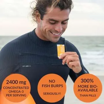 Coromega MAX 2400mg Omega-3 Fish Oil + Vitamin D Squeeze Packets, Wild-Caught, No Fishy Taste - 3X Better Absorption Than Softgels, Supports Brain & Heart Health (60 Servings, Citrus Burst)