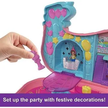 Polly Pocket 2-in-1 Travel Toy Playset, Puppy Party Large Compact with 2 Dolls & Birthday Accessories
