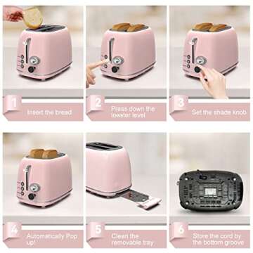 Kitchmix Retro Toaster with Extra Wide Slots and 6 Settings