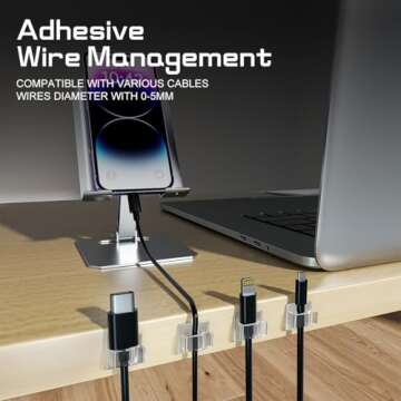 KGROTE 100PCS Cable Clips, Adhesive Wire Clips Strong Cord Clips Wire Holders, Cable Management Clips for Desk, Wall, Car, TV, Ethernet Cable (Clear, Small)