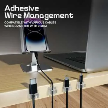 KGROTE 100PCS Cable Clips, Adhesive Wire Clips Strong Cord Clips Wire Holders, Cable Management Clips for Desk, Wall, Car, TV, Ethernet Cable (Clear, Small)