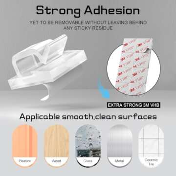 KGROTE 100PCS Cable Clips, Adhesive Wire Clips Strong Cord Clips Wire Holders, Cable Management Clips for Desk, Wall, Car, TV, Ethernet Cable (Clear, Small)