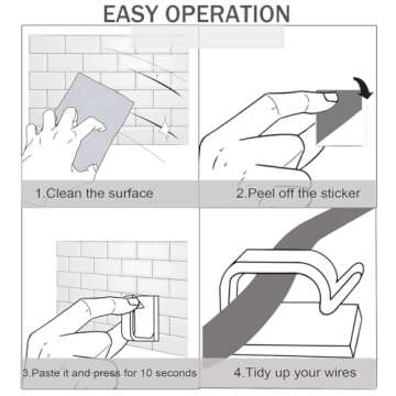 KGROTE 100PCS Cable Clips, Adhesive Wire Clips Strong Cord Clips Wire Holders, Cable Management Clips for Desk, Wall, Car, TV, Ethernet Cable (Clear, Small)