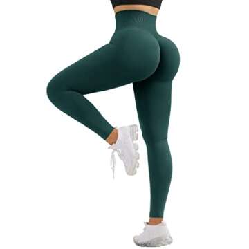 OMKAGI Women Scrunch Butt Lifting Leggings Seamless High Waisted Workout Yoga Pants(S,657-Green)