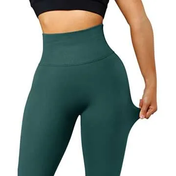 OMKAGI Women Scrunch Butt Lifting Leggings Seamless High Waisted Workout Yoga Pants(S,657-Green)