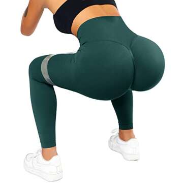 OMKAGI Women Scrunch Butt Lifting Leggings Seamless High Waisted Workout Yoga Pants(S,657-Green)