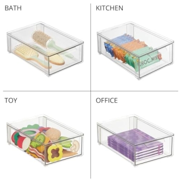 mDesign Stackable Shoe Storage Boxes for Organized Living