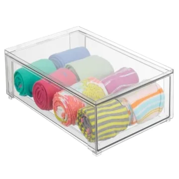 mDesign Stackable Shoe Storage Boxes for Organized Living