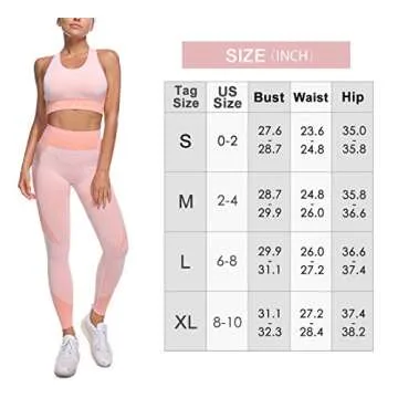 EUYZOU Womens Seamless High Waisted Workout Set - Pink L