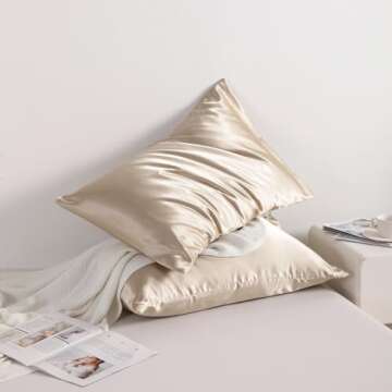 NTBAY 2 Pack Satin Standard Pillowcases for Hair and Skin, Luxurious and Silky Pillow Cases with Envelope Closure, 20x26 Inches, Taupe