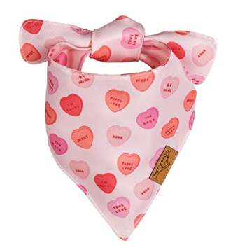 Remy+Roo Valentines Dog Bandana- 2 Pack | Sweetheart Set | Premium Durable Fabric Valentines Bandanas for Dogs | Adjustable Fit | Multiple Sizes Offered (Large)