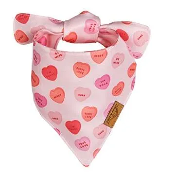 Remy+Roo Valentines Dog Bandana- 2 Pack | Sweetheart Set | Premium Durable Fabric Valentines Bandanas for Dogs | Adjustable Fit | Multiple Sizes Offered (Large)
