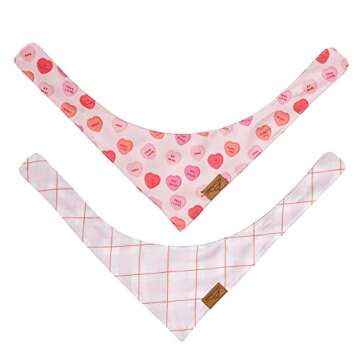 Remy+Roo Valentines Dog Bandana- 2 Pack | Sweetheart Set | Premium Durable Fabric Valentines Bandanas for Dogs | Adjustable Fit | Multiple Sizes Offered (Large)