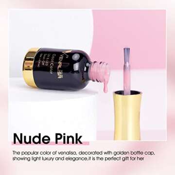 VENALISA Gel Nail Polish, 12ml Nude Pink Color Soak Off UV LED Nail Gel Polish Nail Art Starter Mani...