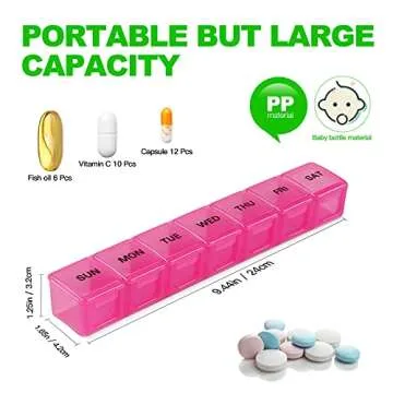 Pill Organizer Pink XL for Vitamin and Supplement Management