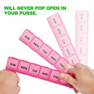 Pill Organizer Pink XL Extra Large Weekly and Daily Pill Cases for Pills/Vitamin/Fish Oil/Supplements (Pink)