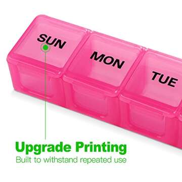 Pill Organizer Pink XL Extra Large Weekly and Daily Pill Cases for Pills/Vitamin/Fish Oil/Supplements (Pink)